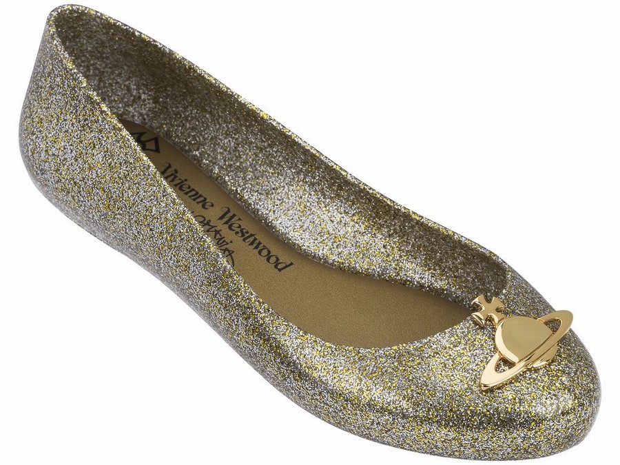 Bailarinas Melissa Vivienne Westwood Space Love Glitter Orb Mujer - Doradas - Argentina LWZ-374820